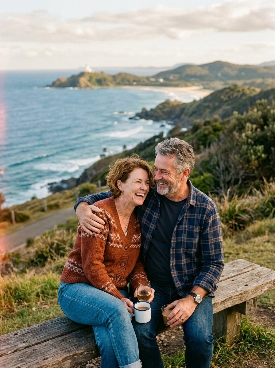 A happy couple together outdoors